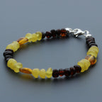 Adult Baltic Amber Bracelet & 925 Sterling Silver Clasp 18cm. LE21
