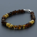 Adult Baltic Amber Bracelet & 925 Sterling Silver Clasp 18cm. LE23