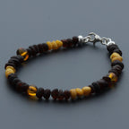 Adult Baltic Amber Bracelet & 925 Sterling Silver Clasp 18cm. LE09