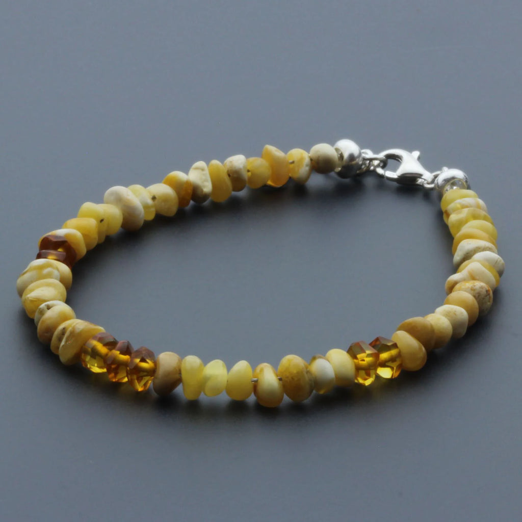 Adult Baltic Amber Bracelet & 925 Sterling Silver Clasp 18cm. LE32