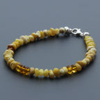 Adult Baltic Amber Bracelet & 925 Sterling Silver Clasp 18cm. LE32