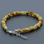 Adult Baltic Amber Bracelet & 925 Sterling Silver Clasp 18cm. LE32