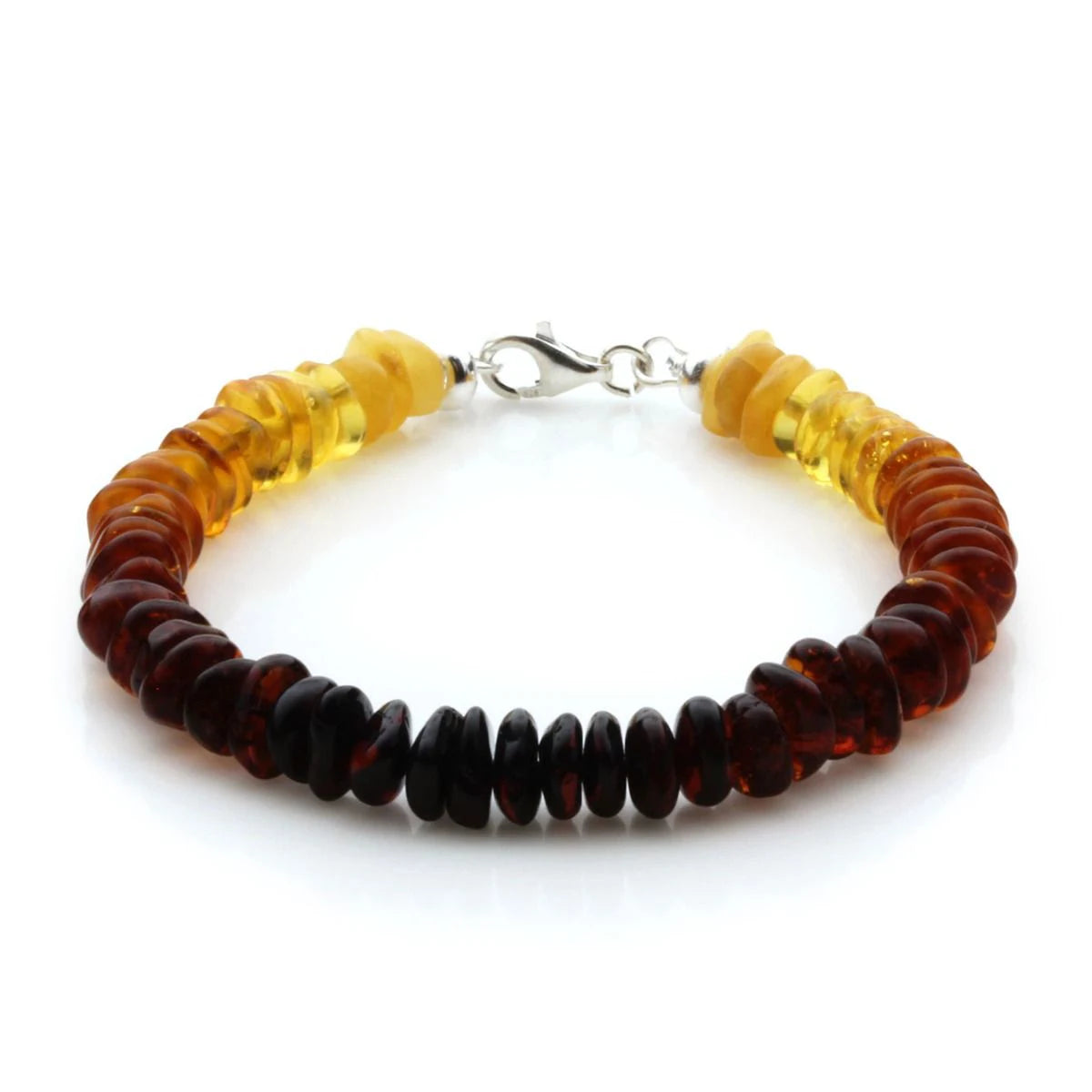 Adult Baltic Amber Bracelet & 925 Sterling Silver Clasp 18cm. EE03