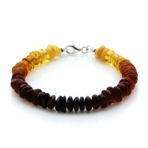 Adult Baltic Amber Bracelet & 925 Sterling Silver Clasp 18cm. EE03