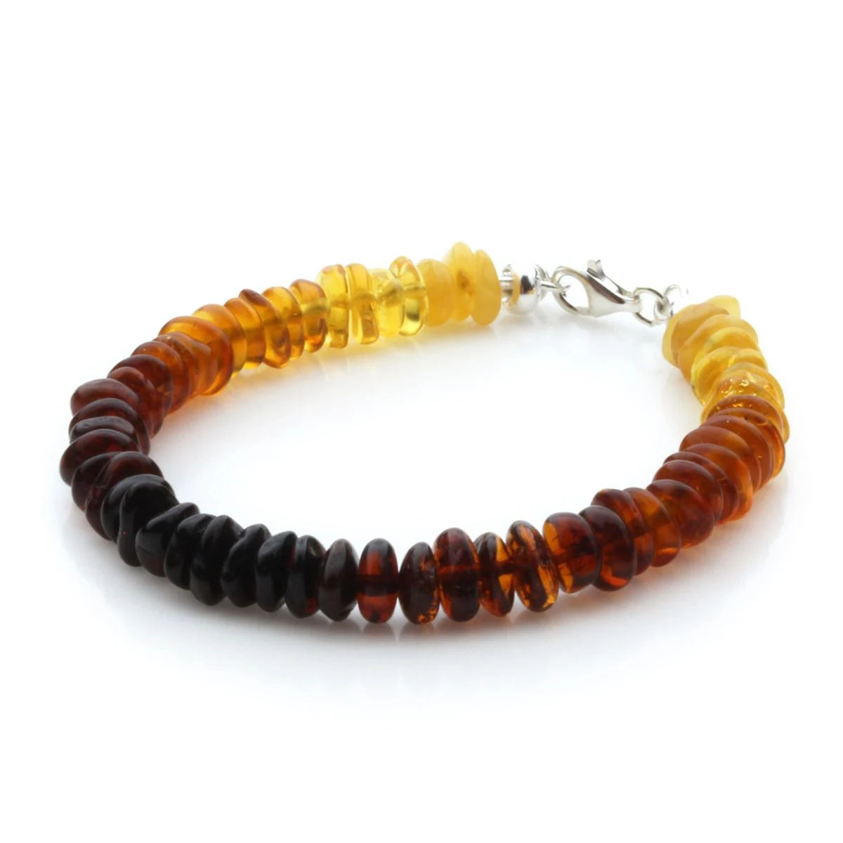 Adult Baltic Amber Bracelet & 925 Sterling Silver Clasp 18cm. EE03
