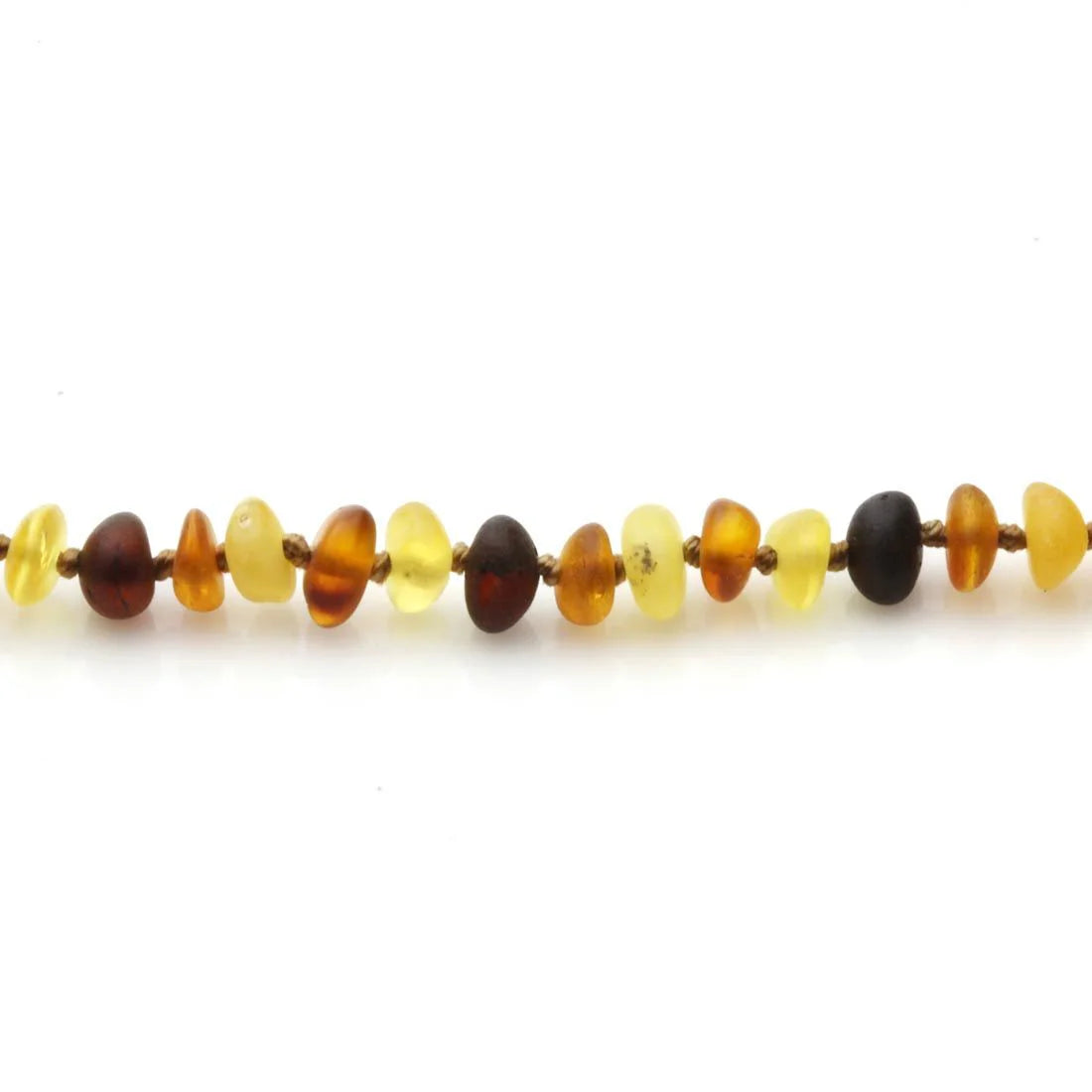Adult Semi Polished Baltic Amber Necklace. Round Flat Multicolor Matte 5x3 mm