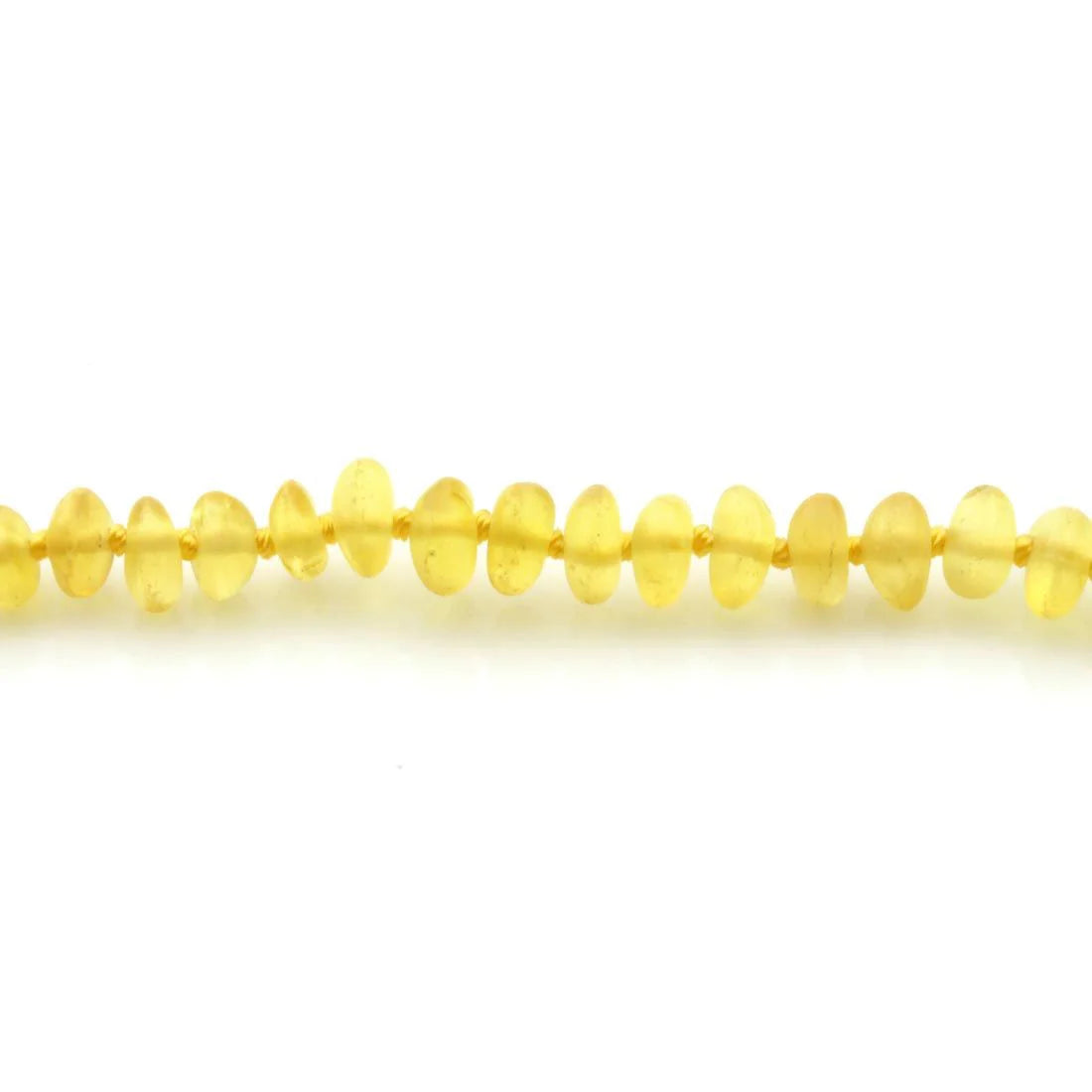 Adult Semi Polished Baltic Amber Necklace. Round Flat Yellow Matte 5x3 mm