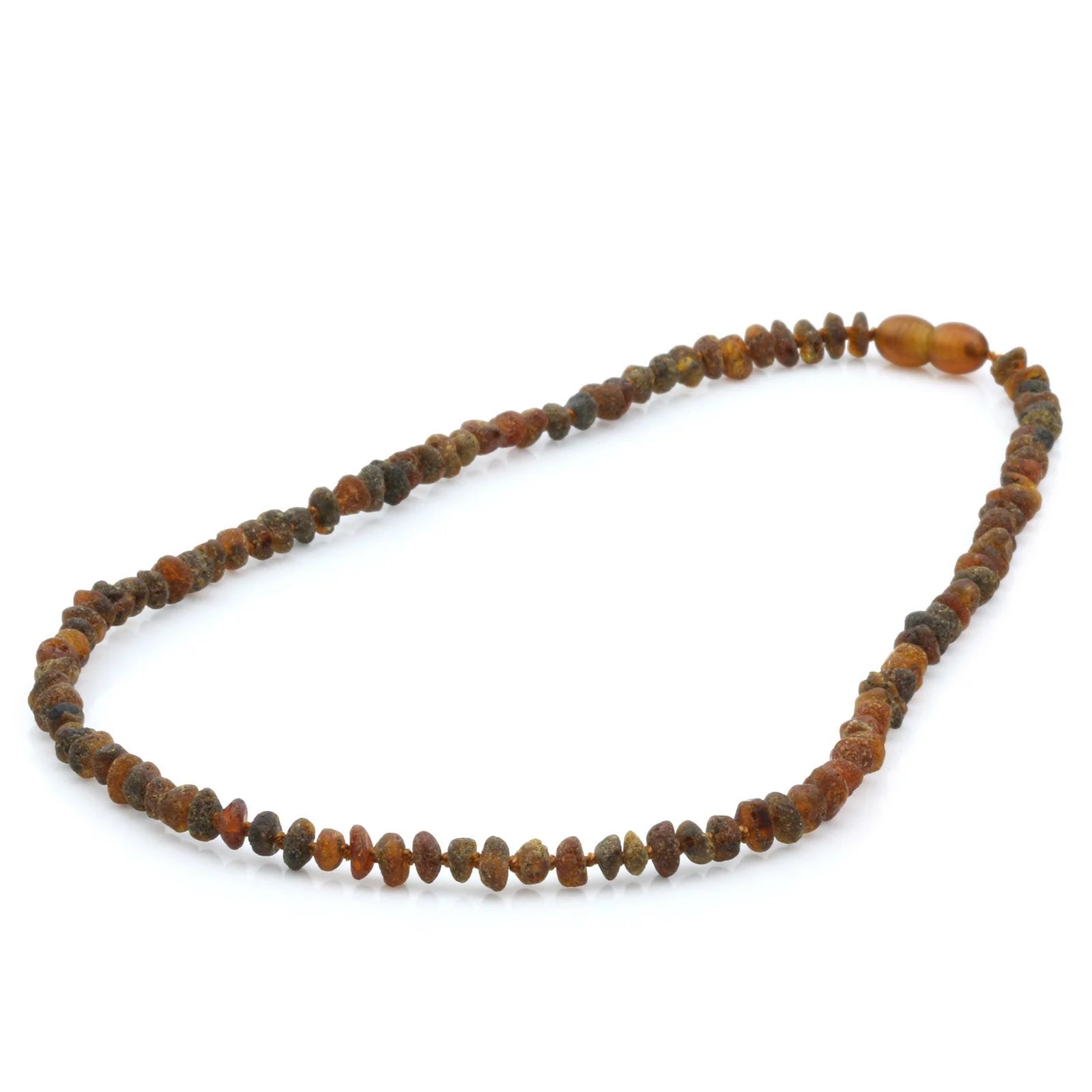 Adult Raw Baltic Amber Necklace. Round Flat Black Mix Rough 5x3 mm