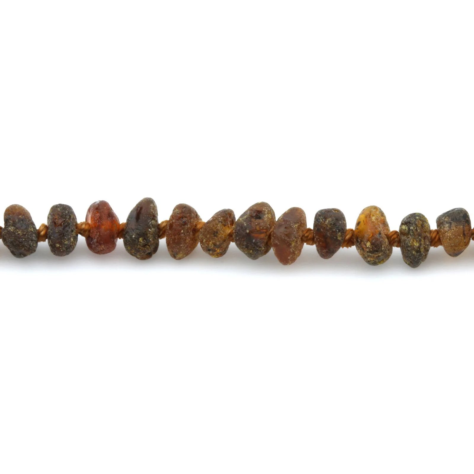 Adult Raw Baltic Amber Necklace. Round Flat Black Mix Rough 5x3 mm