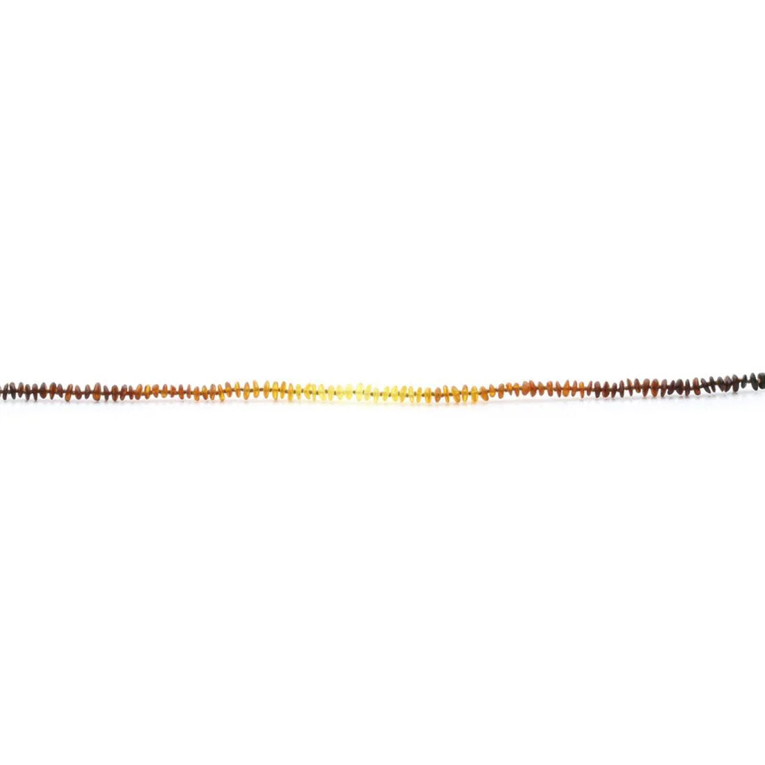 Adult Semi Polished Baltic Amber Necklace. Round Flat Rainbow II Matte 5x2 mm