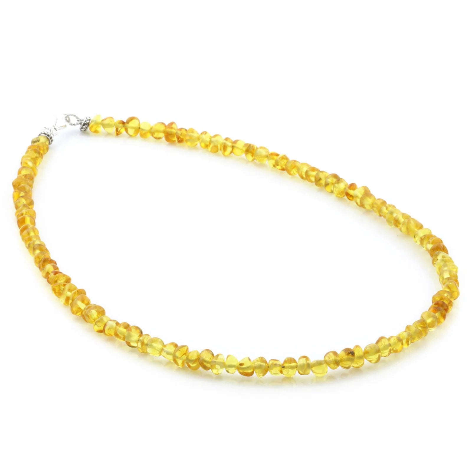Adult Baltic Amber & 925 Sterling Silver Clasp Necklace 45cm. Ba Yellow s.