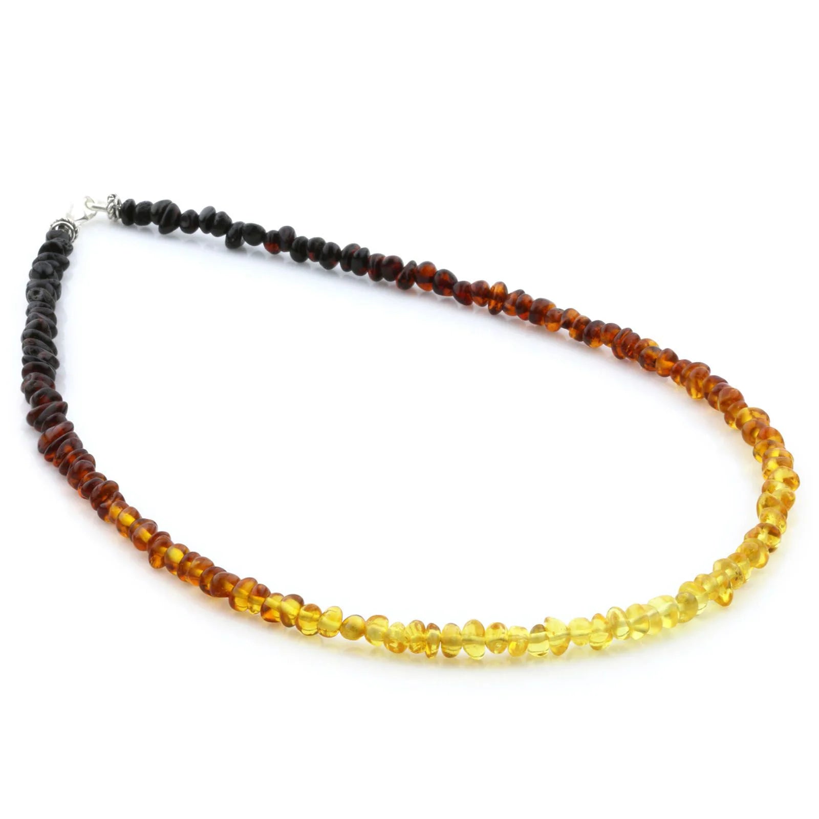 Adult Baltic Amber & 925 Sterling Silver Clasp Necklace 45cm. Ba Rainbow II 4mm