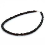 ADULT BALTIC AMBER & 925 STERLING SILVER CLASP NECKLACE 45CM. RO DARK COGNAC S.