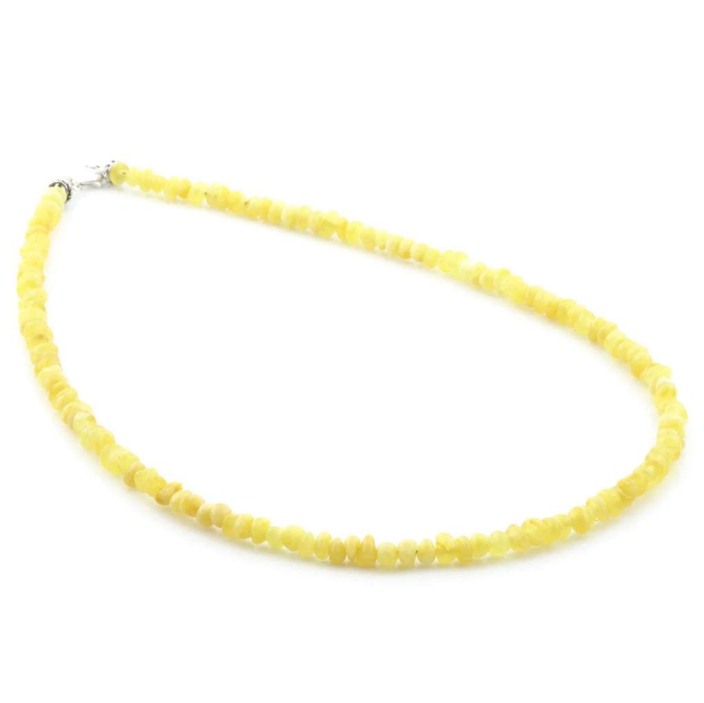 Adult Baltic Amber & 925 Sterling Silver Clasp Necklace 45cm. Ba Milky Yellow 4mm