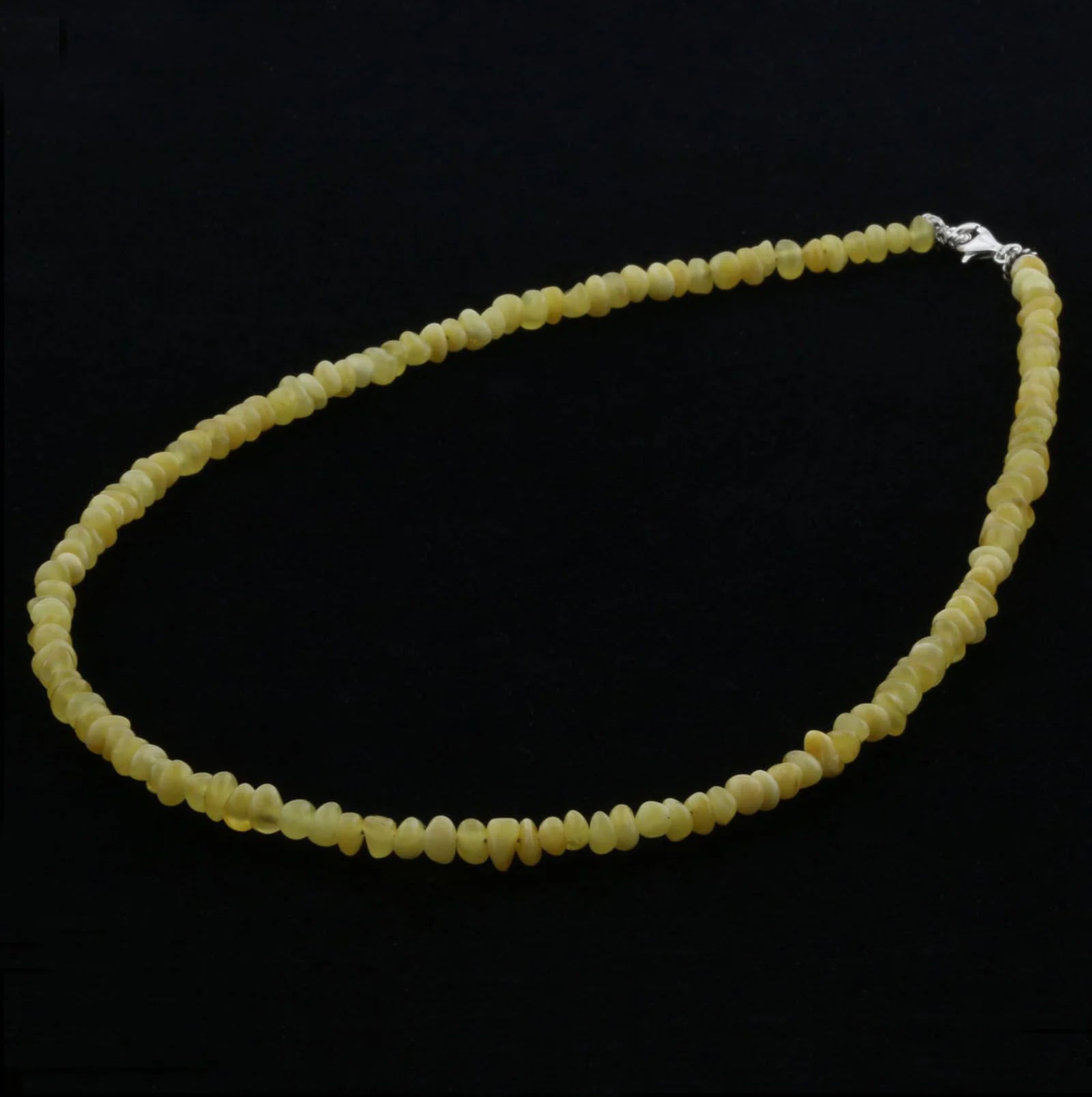 Adult Baltic Amber & 925 Sterling Silver Clasp Necklace 45cm. Ba Milky Yellow 4mm