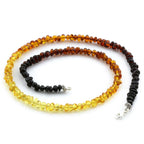 Adult Baltic Amber & 925 Sterling Silver Clasp Necklace 45cm. Ba Rainbow II 4mm