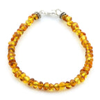 Adult Baltic Amber & 925 Sterling Silver Clasp Bracelet 18cm. Ba Milky Yellow 4mm
