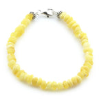 Adult Baltic Amber & 925 Sterling Silver Clasp Bracelet 18cm. Ba Milky Yellow Rough 4mm