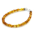 Adult Baltic Amber & 925 Sterling Silver Clasp Bracelet 18cm. Ba Milky Yellow 4mm