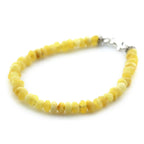 Adult Baltic Amber & 925 Sterling Silver Clasp Bracelet 18cm. Ba Milky Yellow Rough 4mm