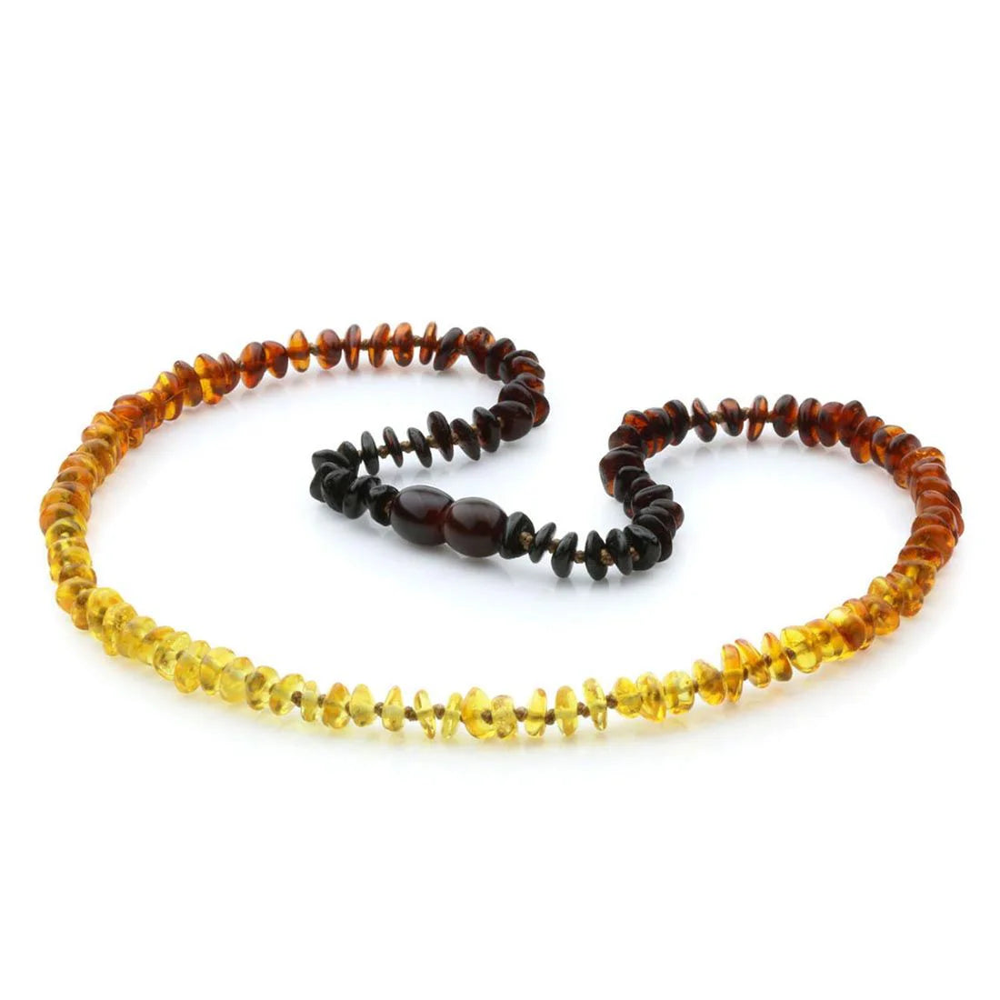 Adult Baltic Amber Necklace. Round Flat Rainbow II 5x2 mm