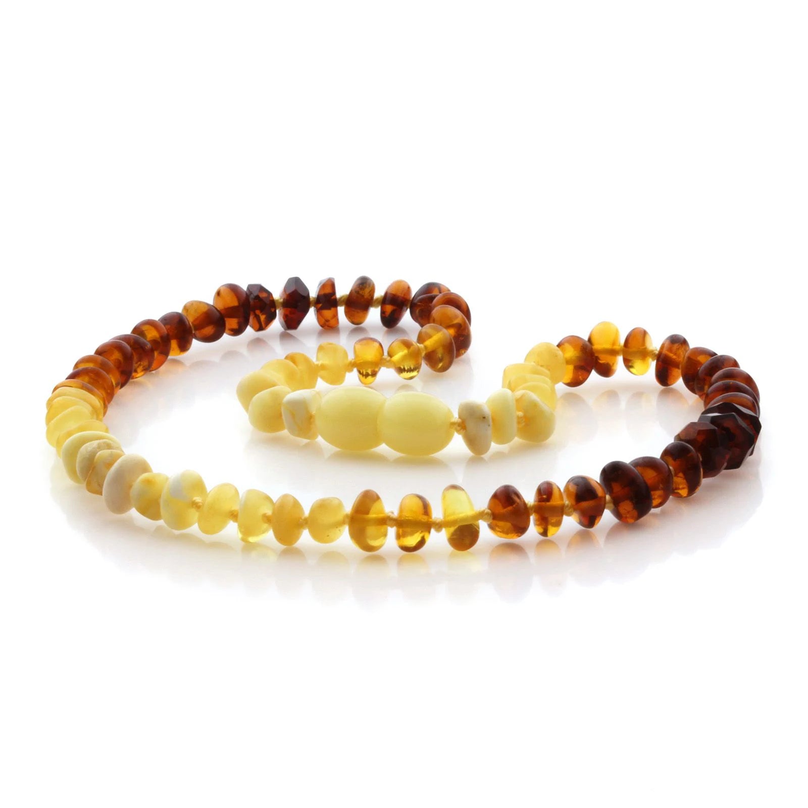 Natural Baltic Amber Teething Necklace. Round Flat LE80