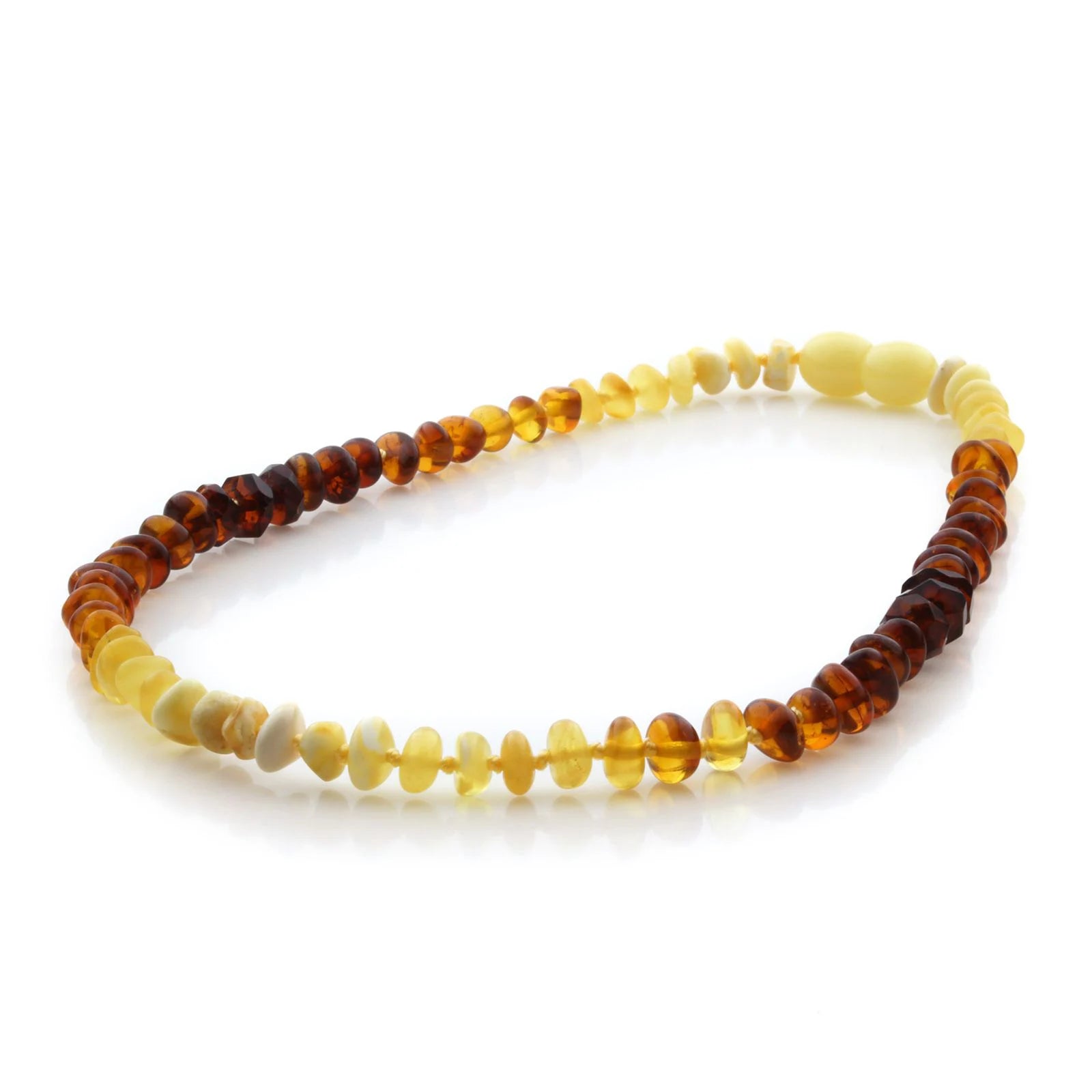 Natural Baltic Amber Teething Necklace. Round Flat LE80