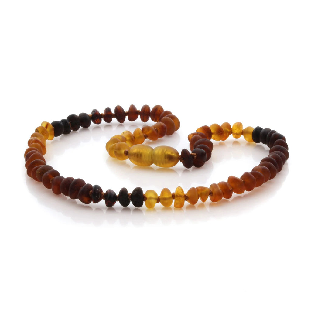 Natural Baltic Amber Teething Necklace. Round Flat LE88