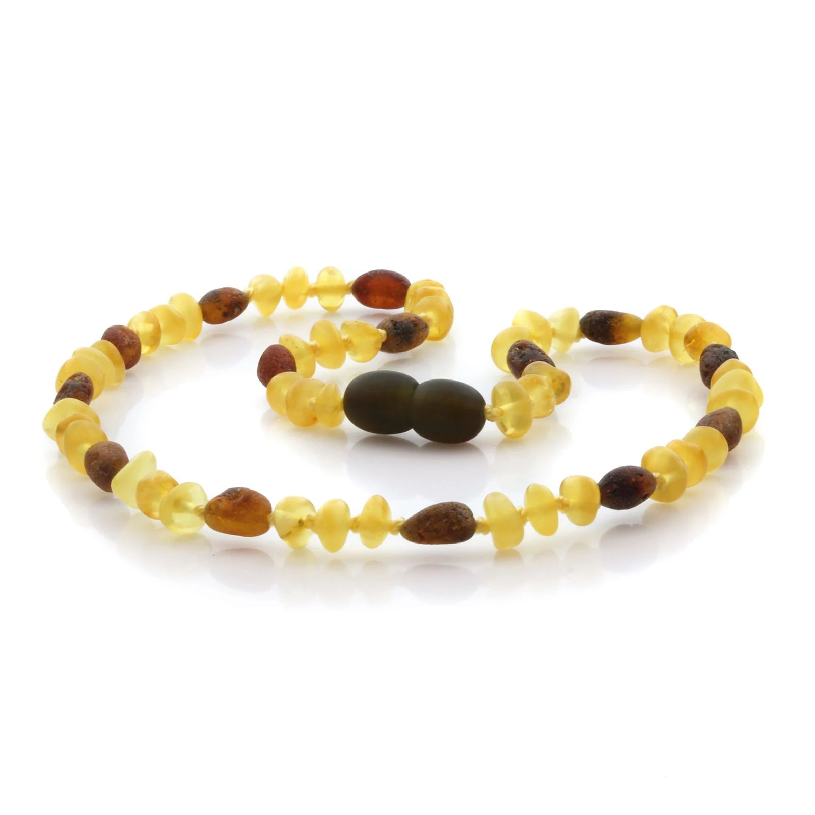 Natural Baltic Amber Teething Necklace. Round Flat LE89