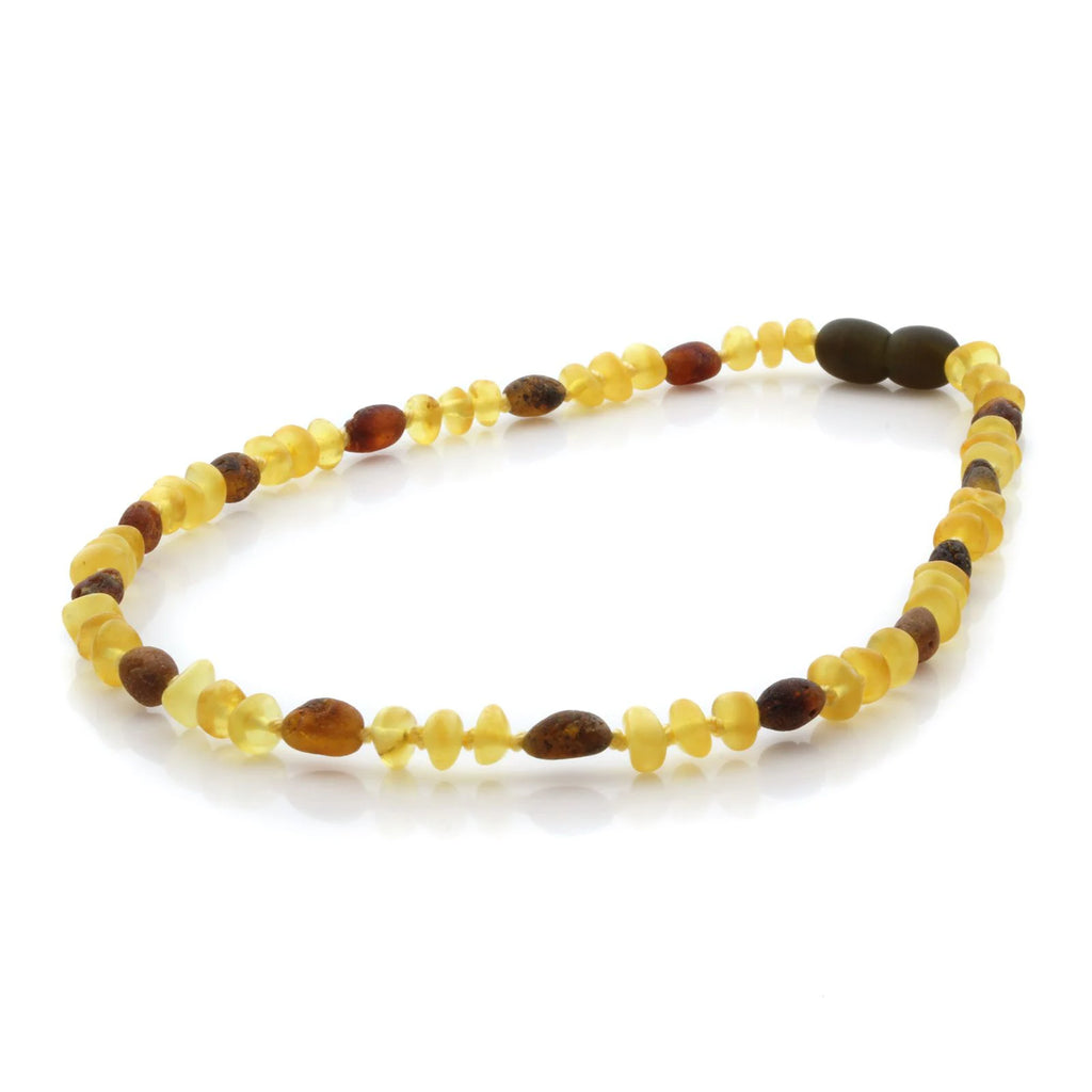 Natural Baltic Amber Teething Necklace. Round Flat LE89