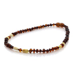 Natural Baltic Amber Teething Necklace. Round Flat LE91