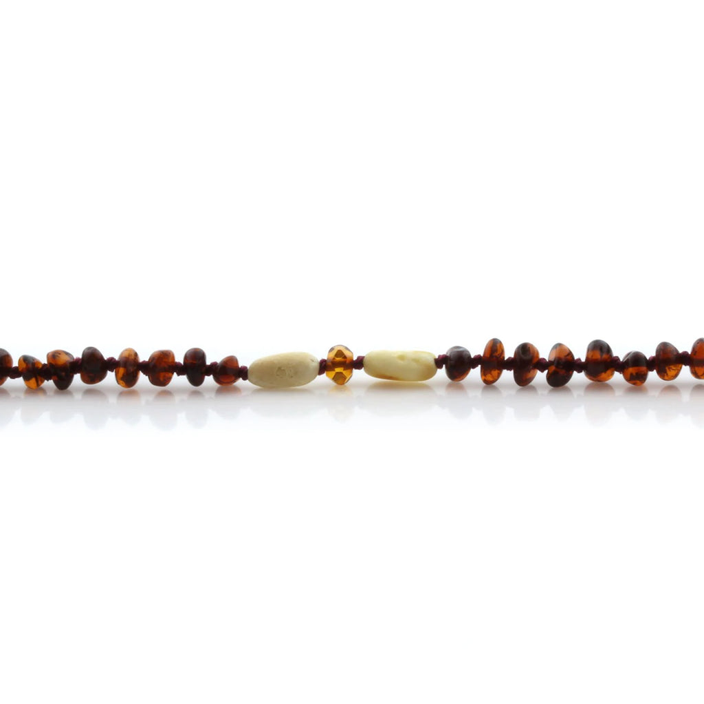 Natural Baltic Amber Teething Necklace. Round Flat LE91