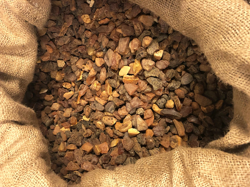 bag of baltic amber raw material 